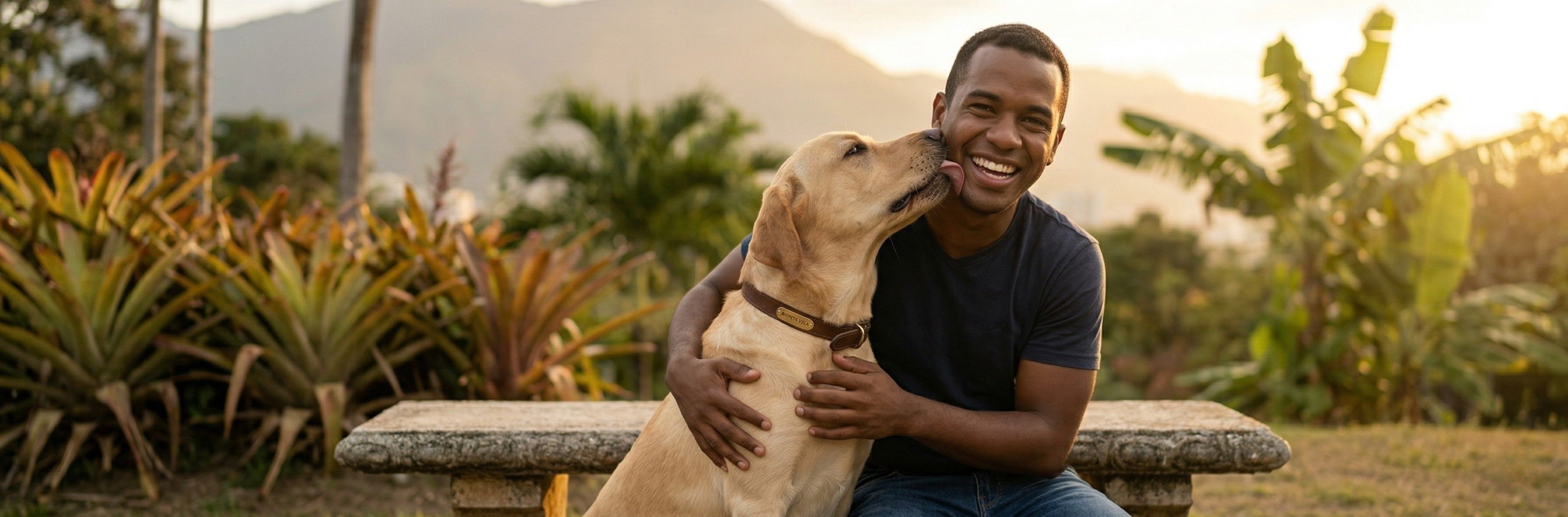 Mascota feliz con dueño